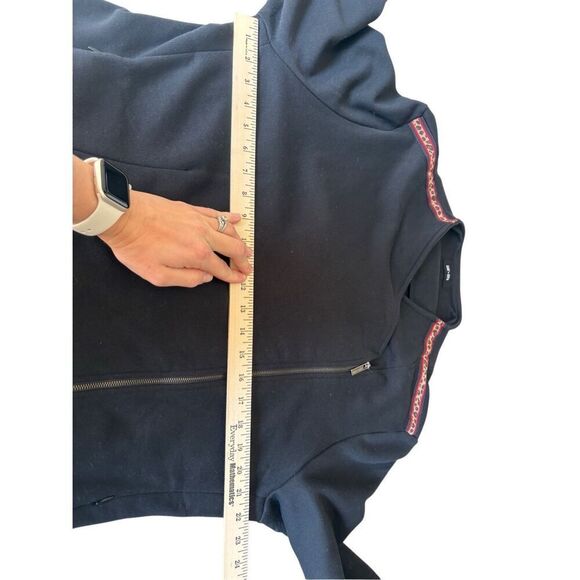 Saint & Sofia Cotton Biker Jacket size 18 Black Leopard Trim Full Zip - Picture 8 of 13